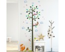 Growth Chart Tree  for Kids Height Ruler with Birdcage and Birds Wall Decal Sticker